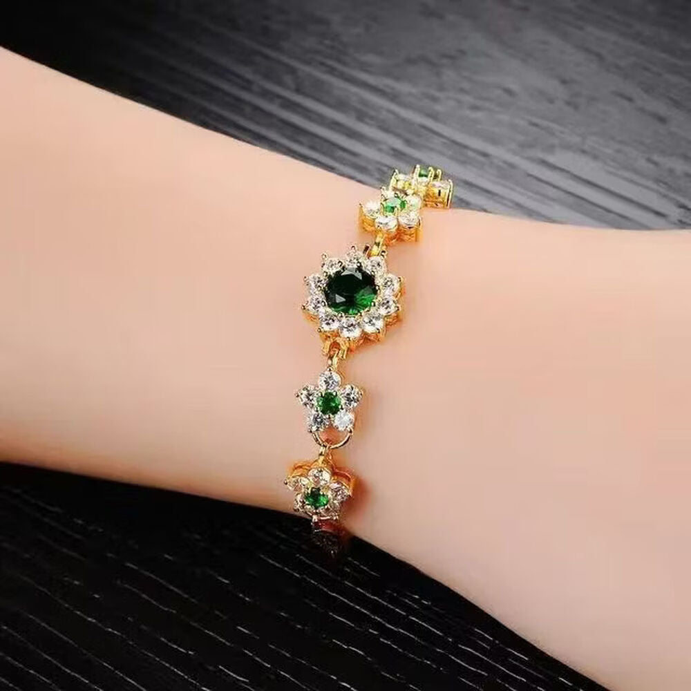 Floral Bracelet - Silver Tone