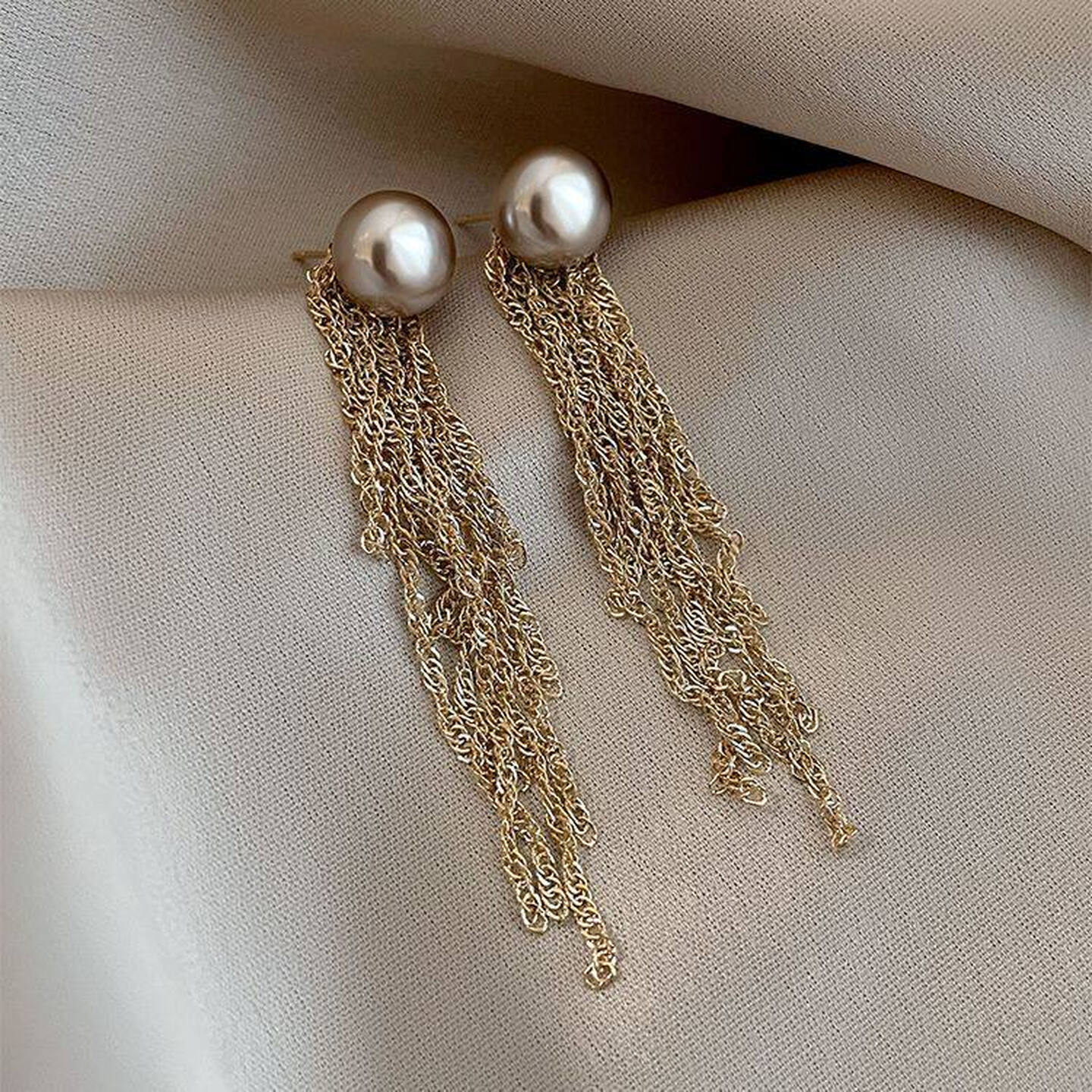 Snow Pearl Drop Earrings - Copper