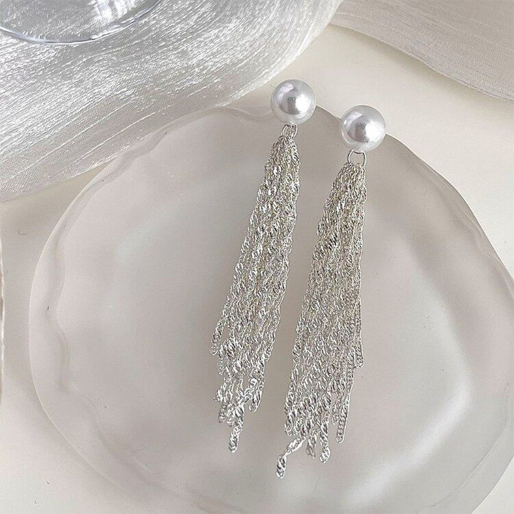 Snow Pearl Drop Earrings - Copper
