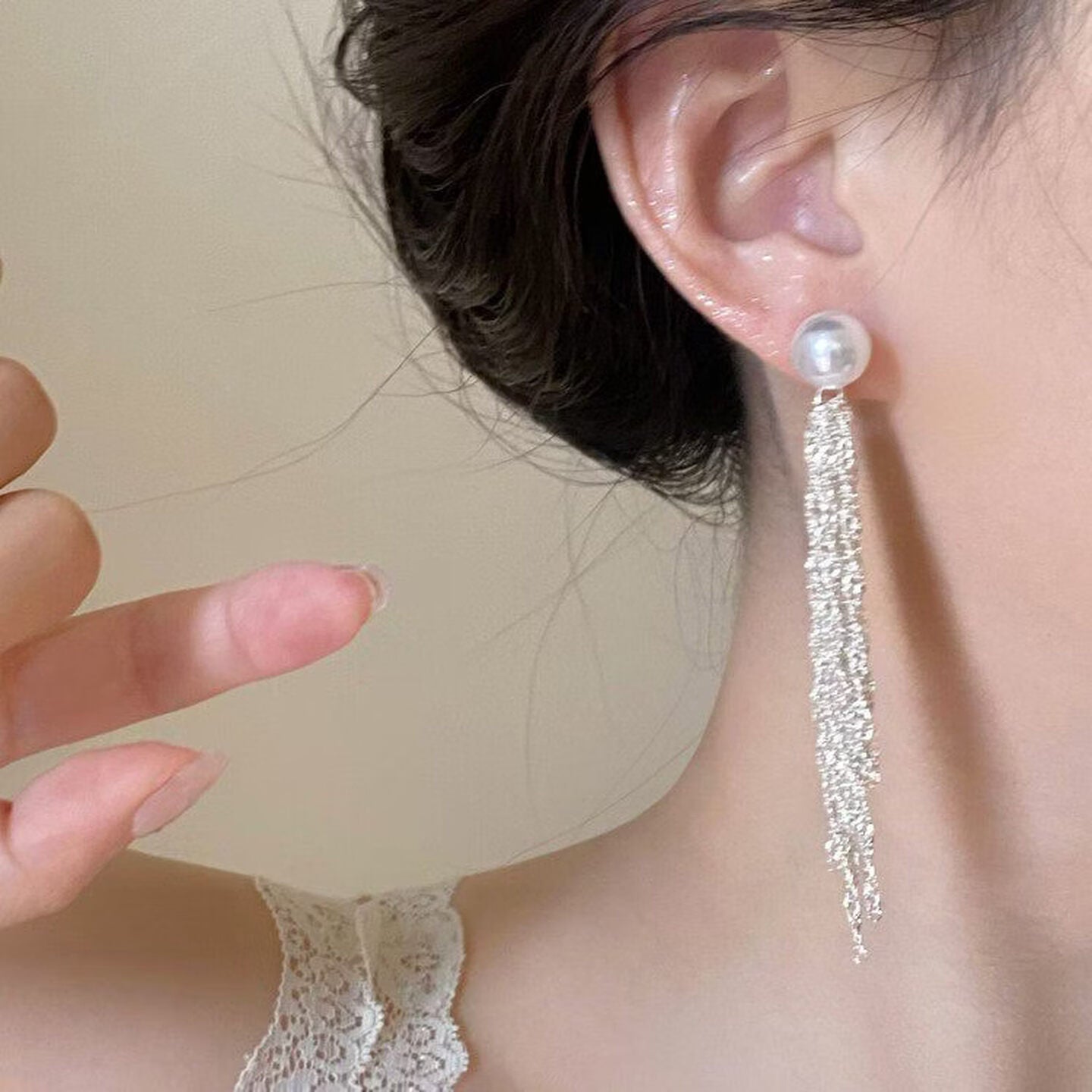 Snow Pearl Drop Earrings - Copper
