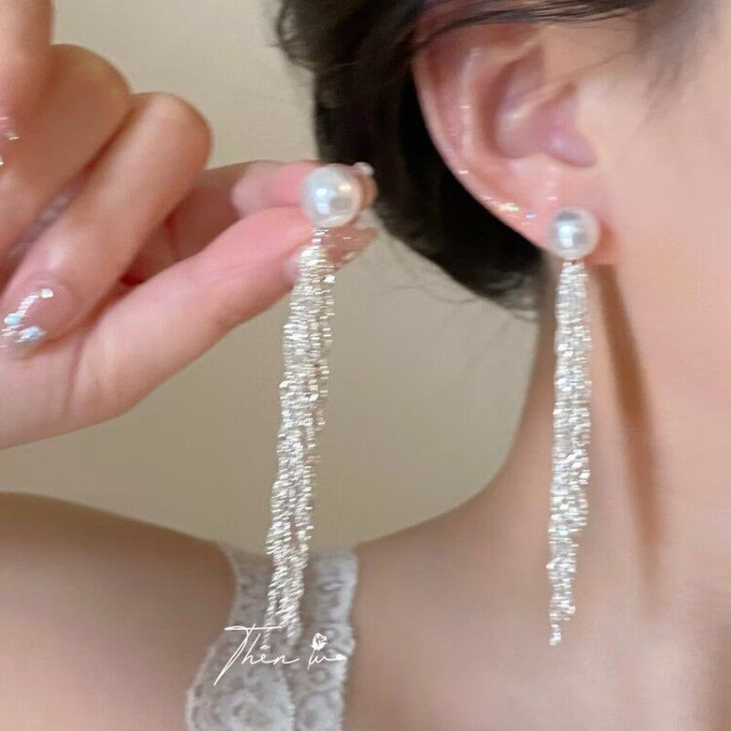 Snow Pearl Drop Earrings - Copper