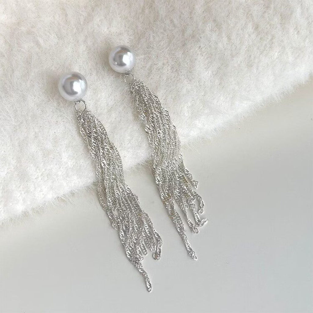 Snow Pearl Drop Earrings - Copper