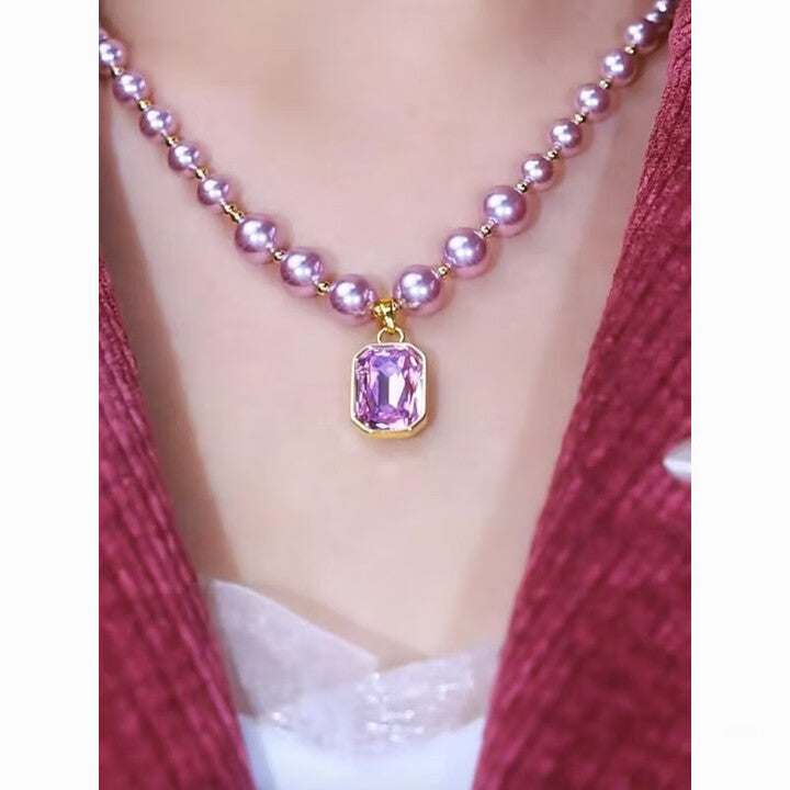 Purple Crystal Pendant Necklace