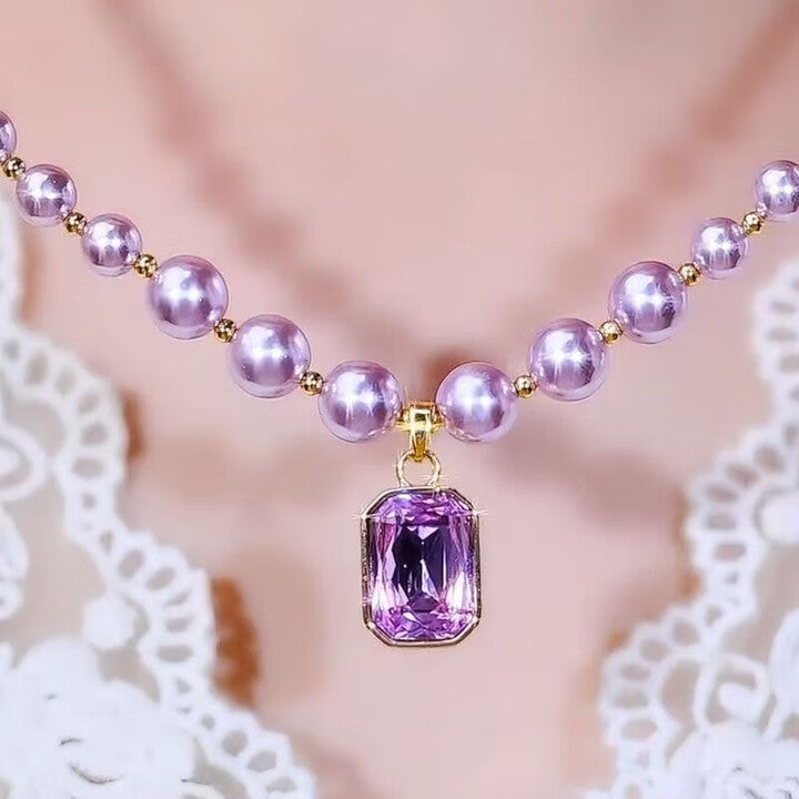 Purple Crystal Pendant Necklace