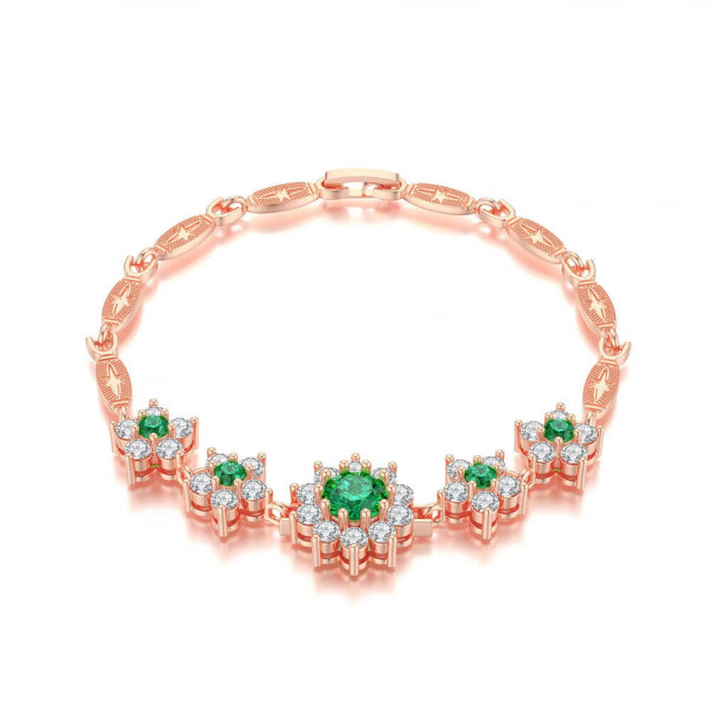 Floral Bracelet - Silver Tone