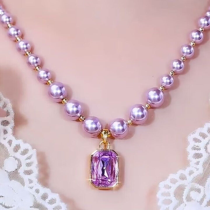 Purple Crystal Pendant Necklace