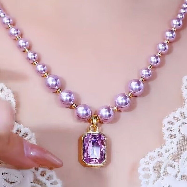 Purple Crystal Pendant Necklace