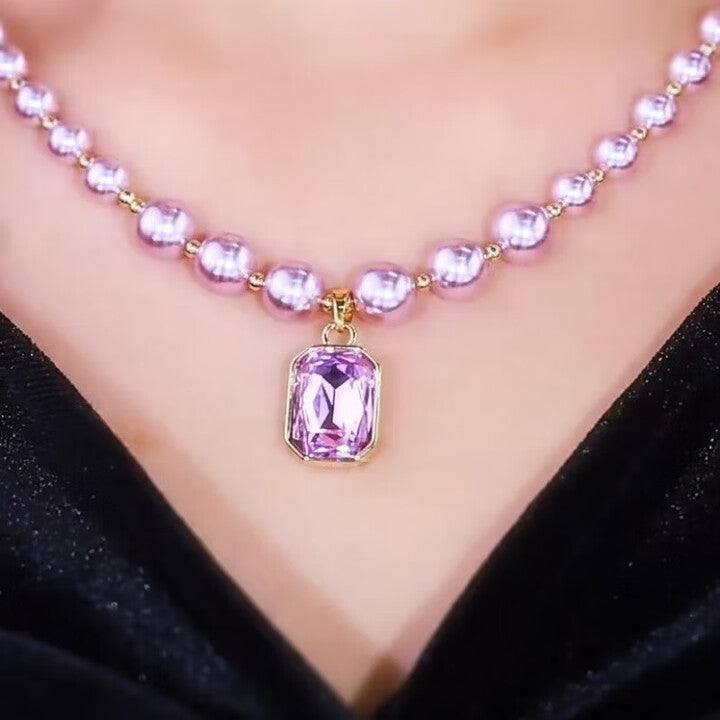 Purple Crystal Pendant Necklace
