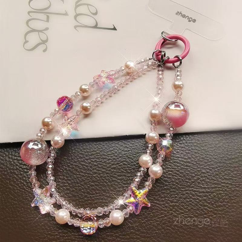 Pink Beaded Starfish Phone Strap — product view 6