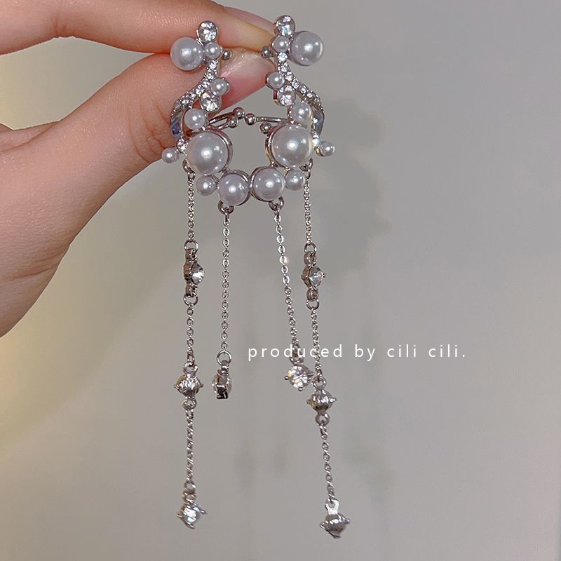 cili Pearl-Style Tassel Clip-On Earrings – image 5