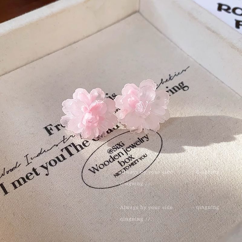 Pink Peach Blossom Stud Earrings — Pair — product view 3