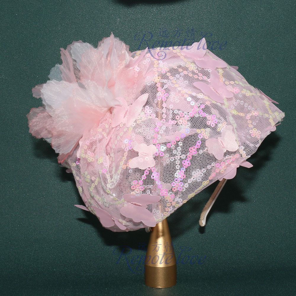 Blush Pink Butterfly Fascinator Headband — product view 1