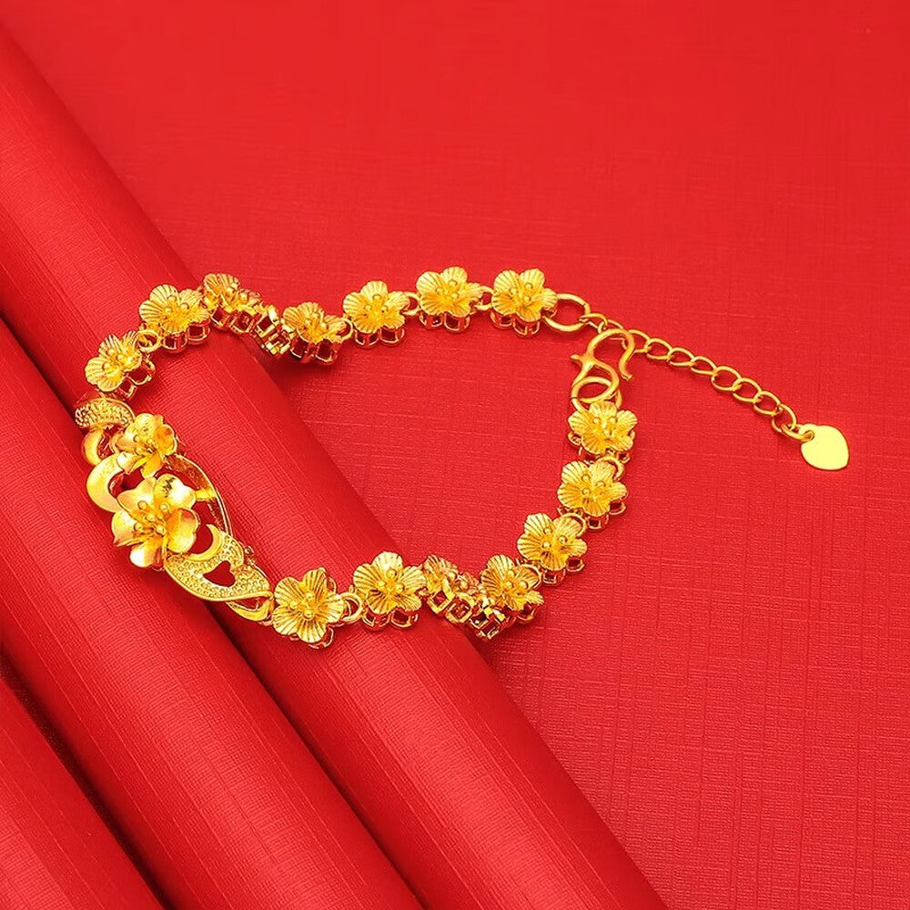 Double Flower Bracelet - Gold - image 3