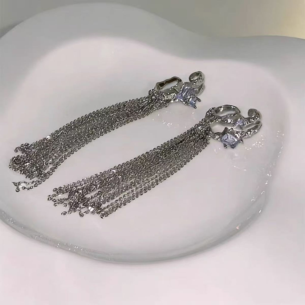 Tassel Long Clip-On Earrings — product view 3