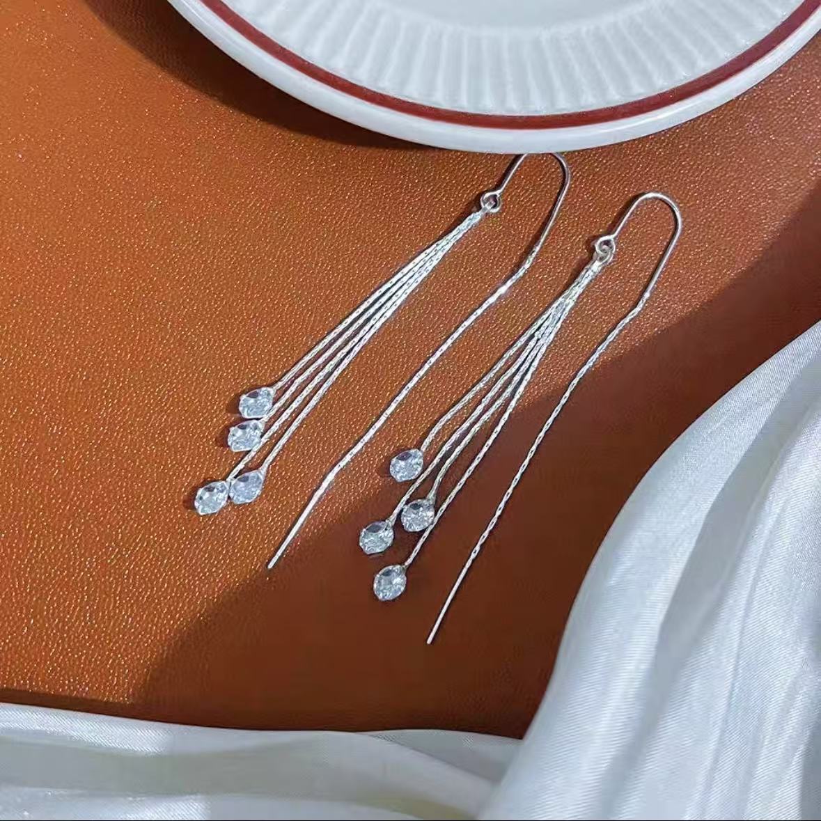 Crystal-Style Tassel Long Earrings – image 2