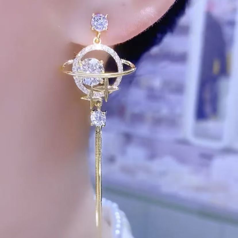 Star Moon Long Earrings – image 2