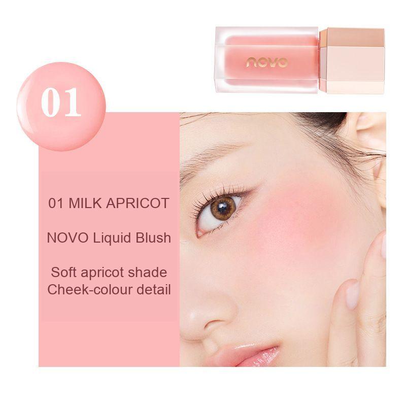 NOVO liquid blush shade 01 Milk Apricot with bottle and cheek-colour photo