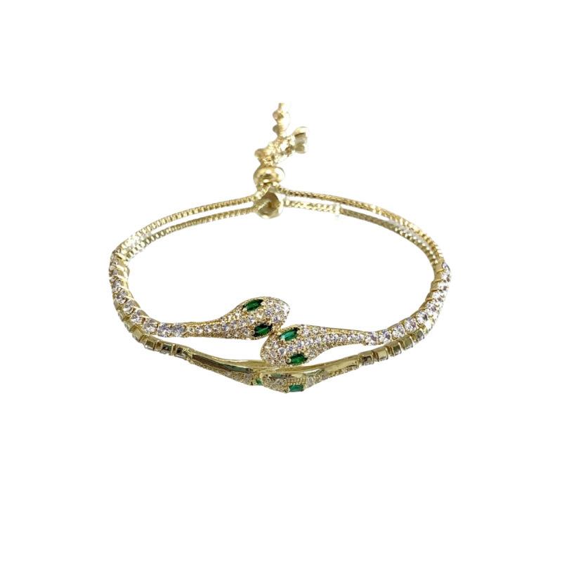 Snake Shimmer Bracelet – green snake detail