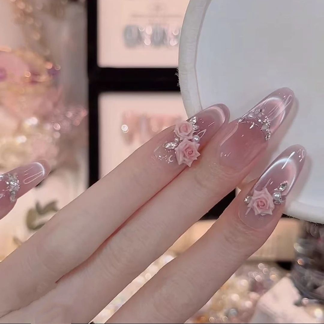 Purple Rose Press-On Nails