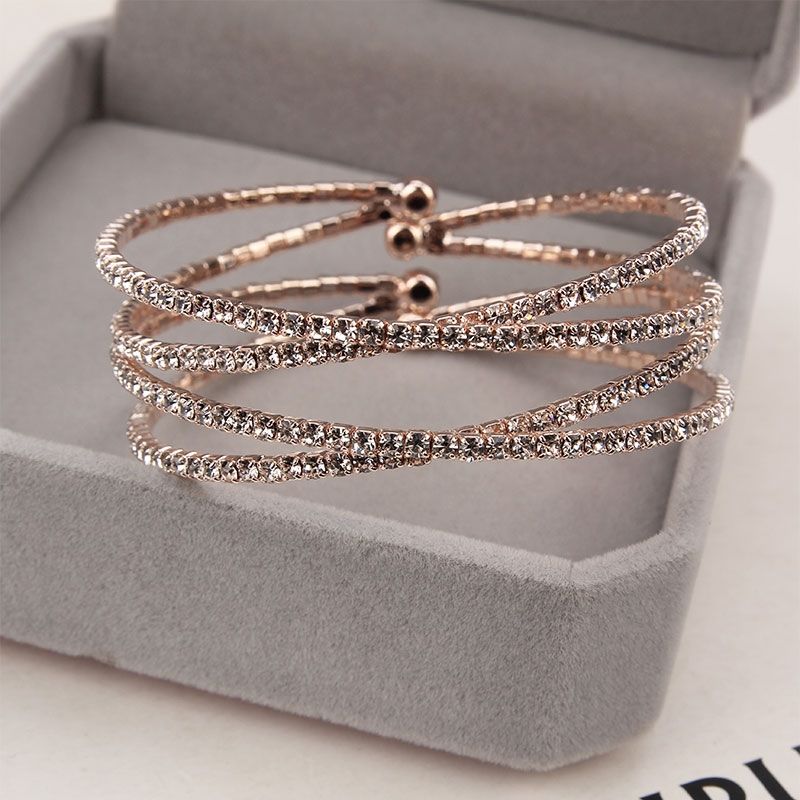 Rose Gold-Tone Rose Multi-Layer Bracelet – image 8