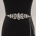 Rhinestone Waist Chain Belt - Silver Tone