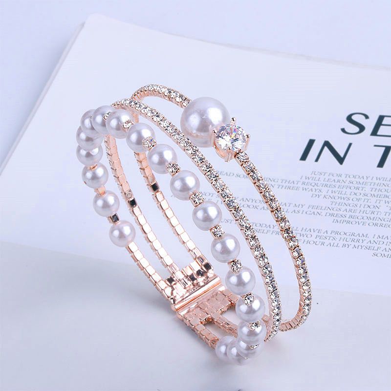 Rose Gold-Tone Rose Multi-Layer Bracelet – image 13