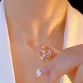 Pink Heart Crystal-Style Necklace