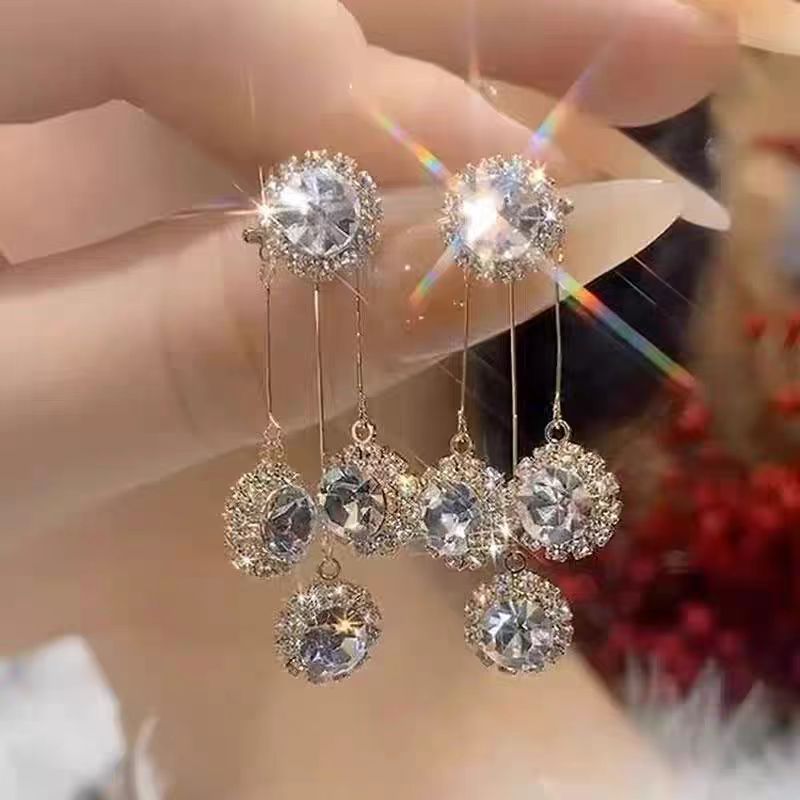 Crystal-Style Tassel Earrings – image 3