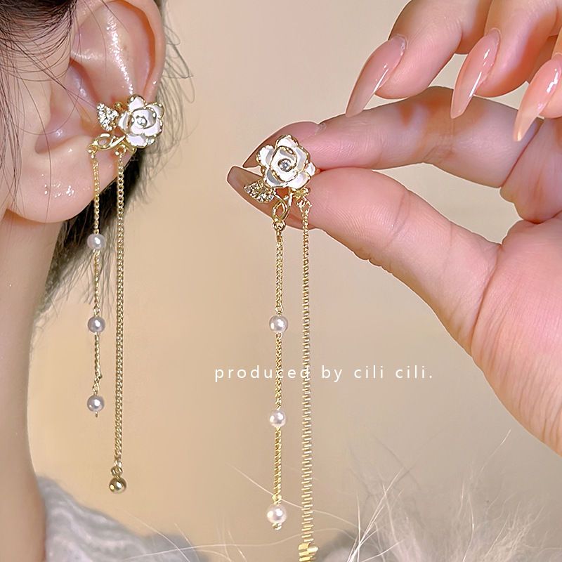Teardrop Floral Clip-On Earrings – image 2