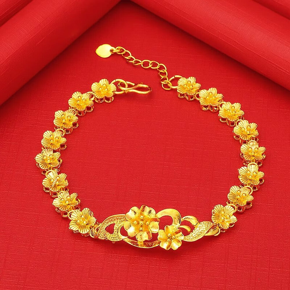 Double Flower Bracelet - Gold