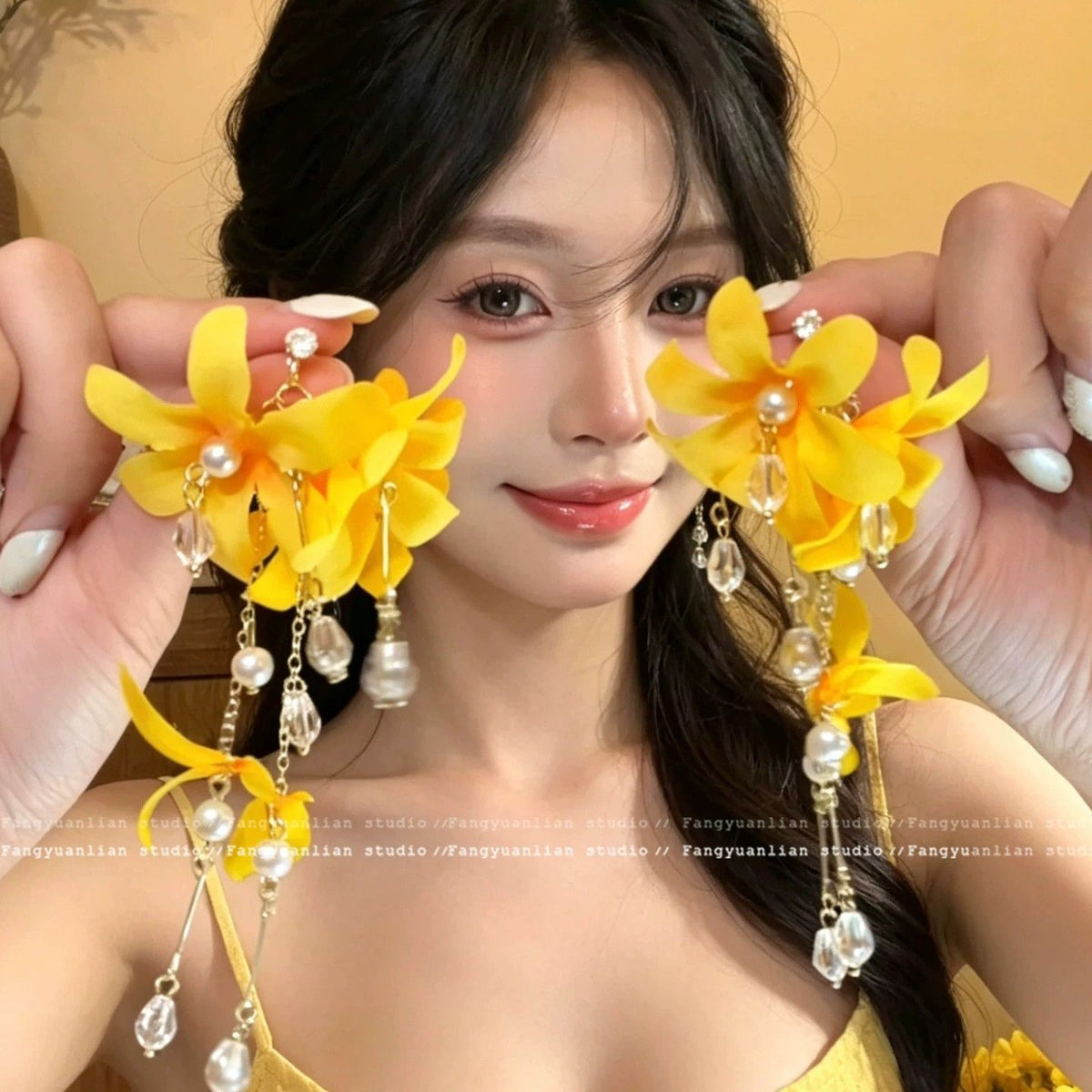 Yellow Floral Earrings