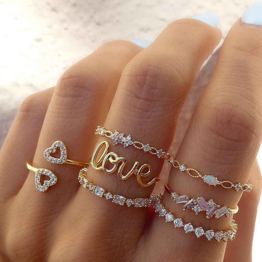 Gold-Tone Heart Set Ring — product view 2