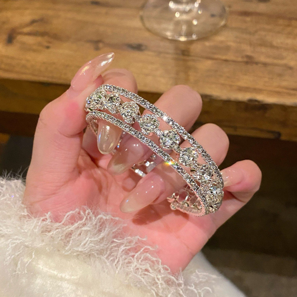 Crystal-Style Multi-Layer Adjustable Shimmer Bracelet — product view 5