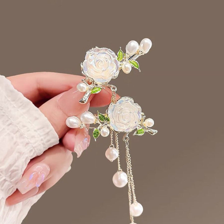 Glass Camellia Hair Clip