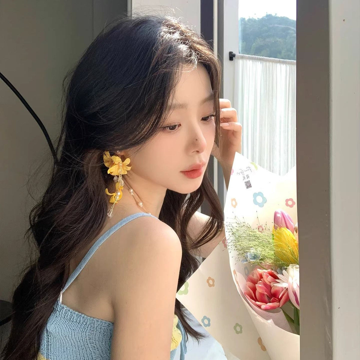 Yellow Floral Earrings