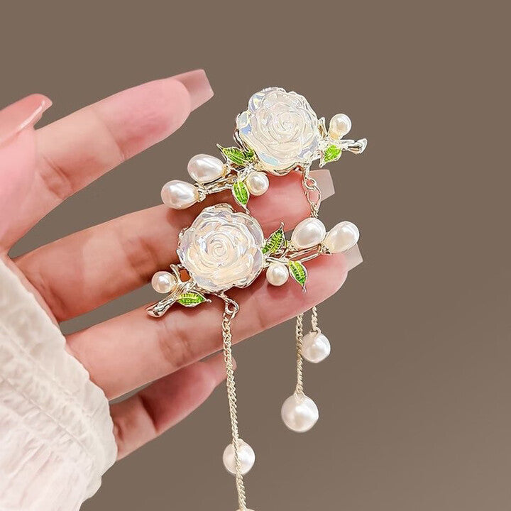 Glass Camellia Hair Clip