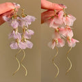 Pink and Purple Floral Drop Earring Set