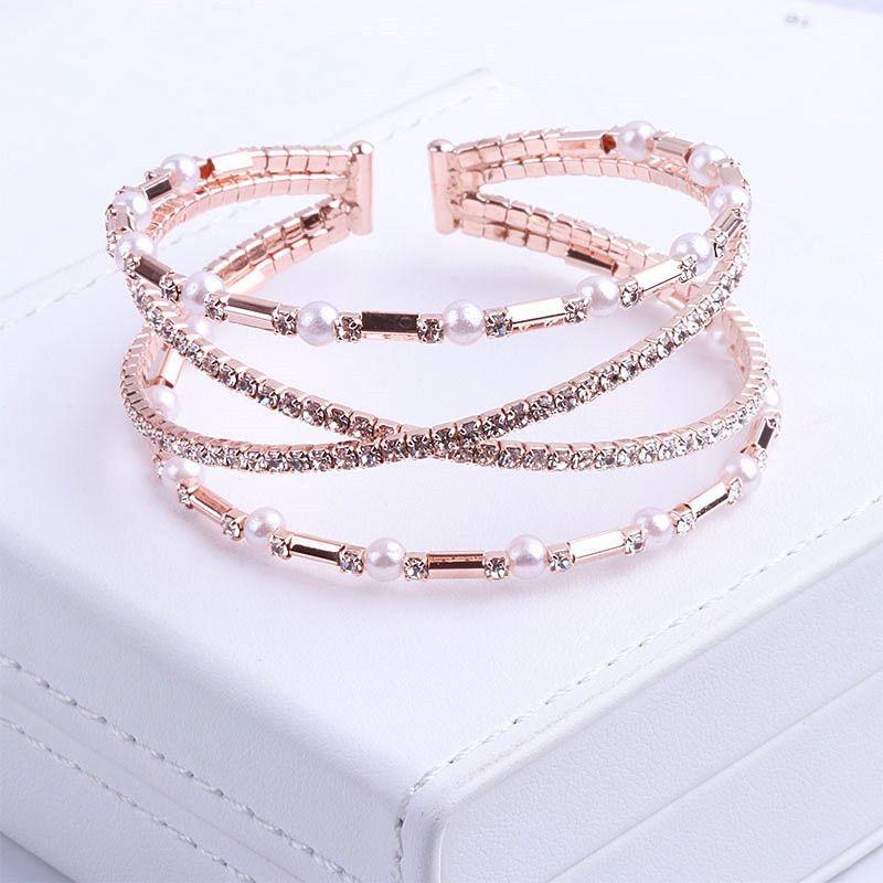 Rose Gold-Tone Rose Multi-Layer Bracelet – image 16