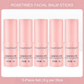 Rosetimes facial balm sticks in a set of five, 8 g per stick, with original pink packaging