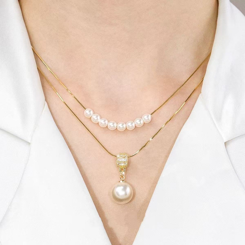 Gold-Tone Pearl-Style Layered Necklace — product view 5