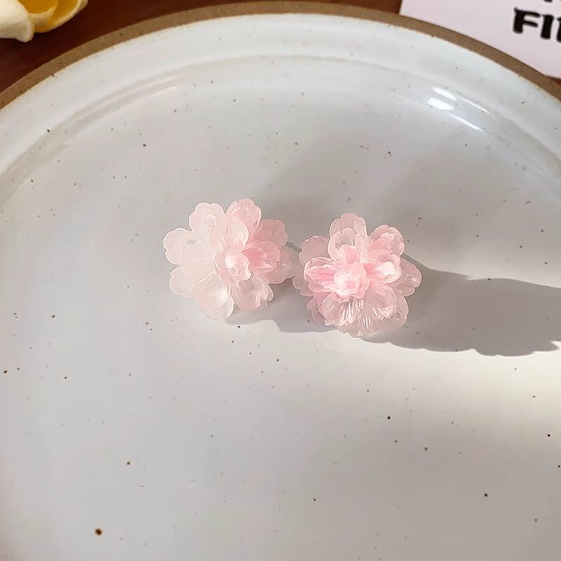 Pink Peach Blossom Stud Earrings — Pair — product view 4