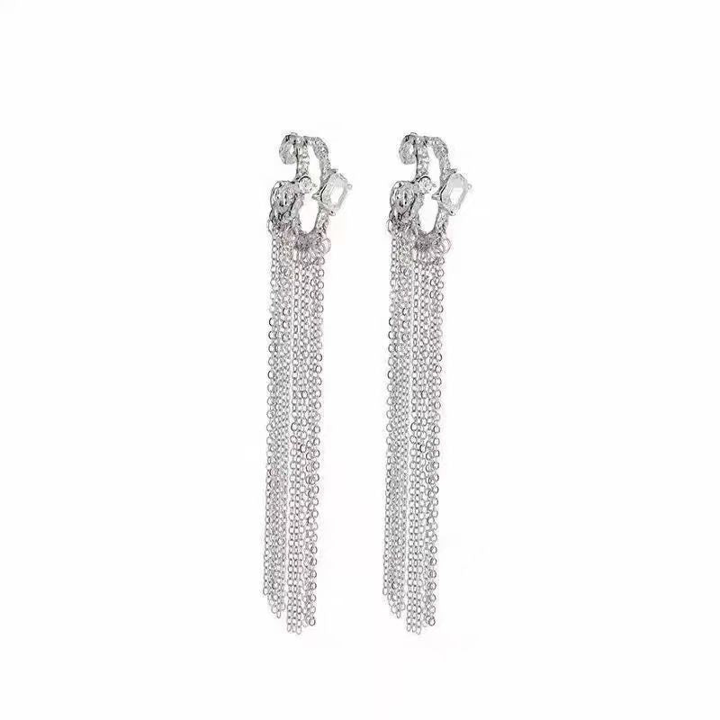 Tassel Long Clip-On Earrings — product view 6