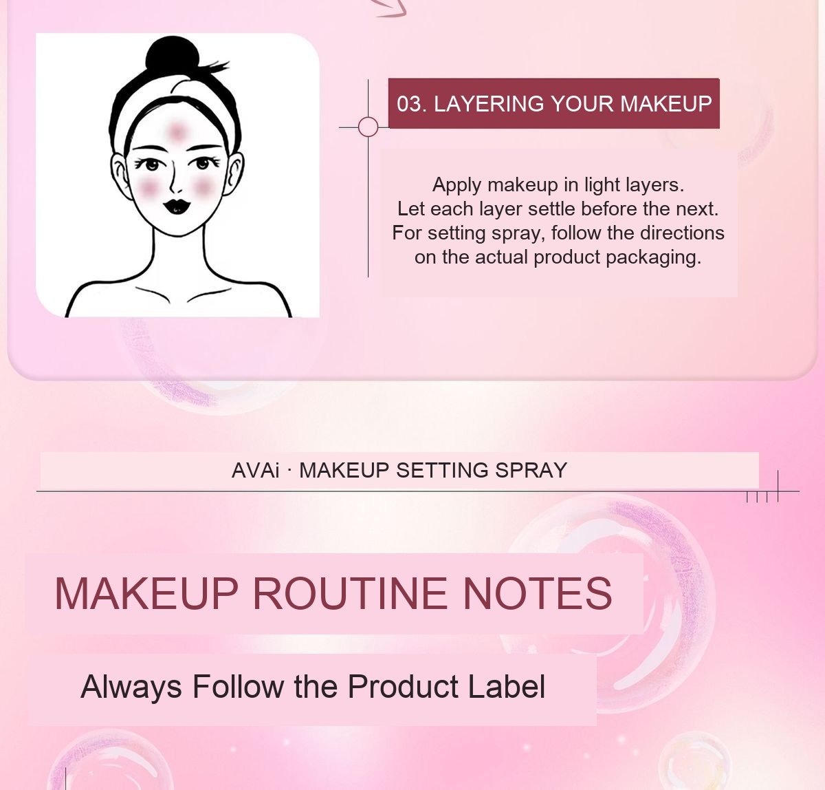 Makeup setting spray routine guidance in English