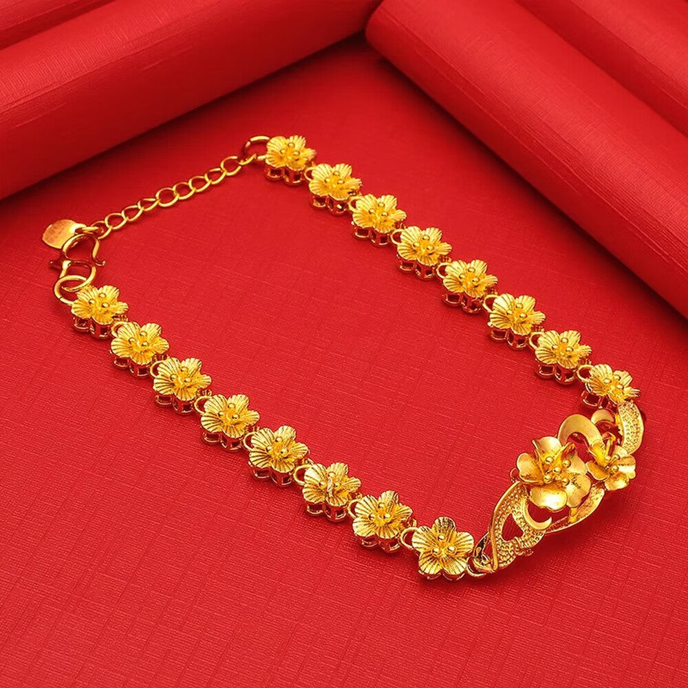 Double Flower Bracelet - Gold - image 5
