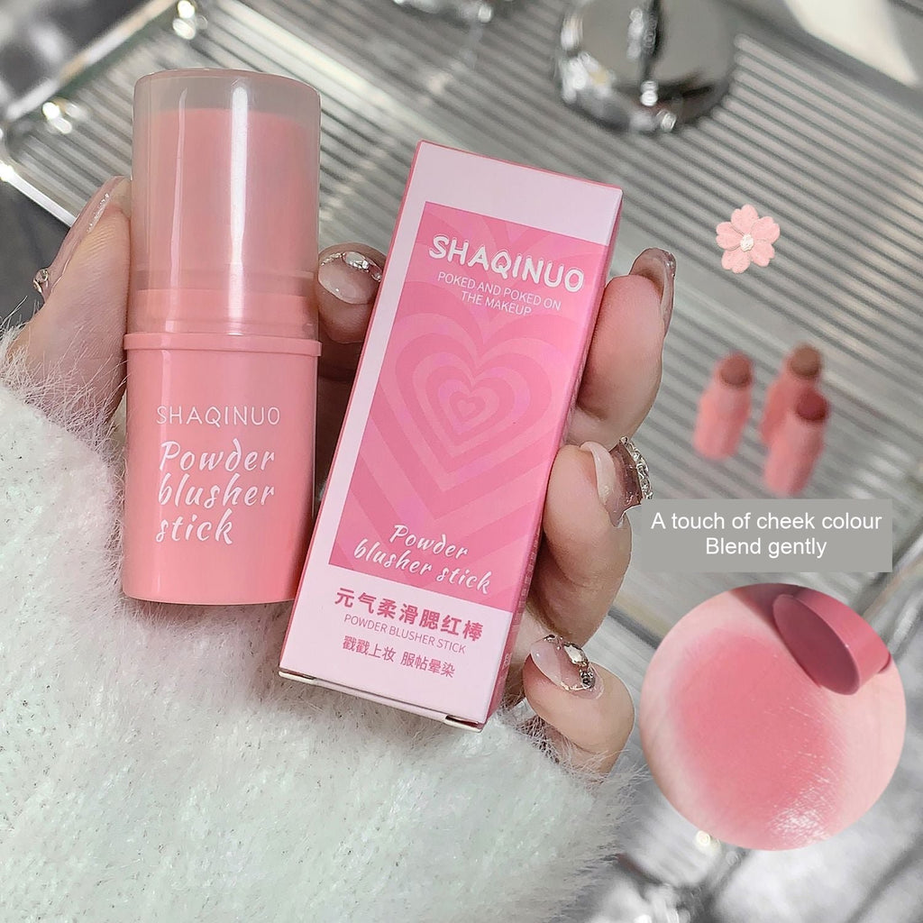 SHAQINUO Powder Blusher Stick and matching box with a colour swatch detail