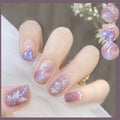 Purple Camellia Floral Press-On Nails