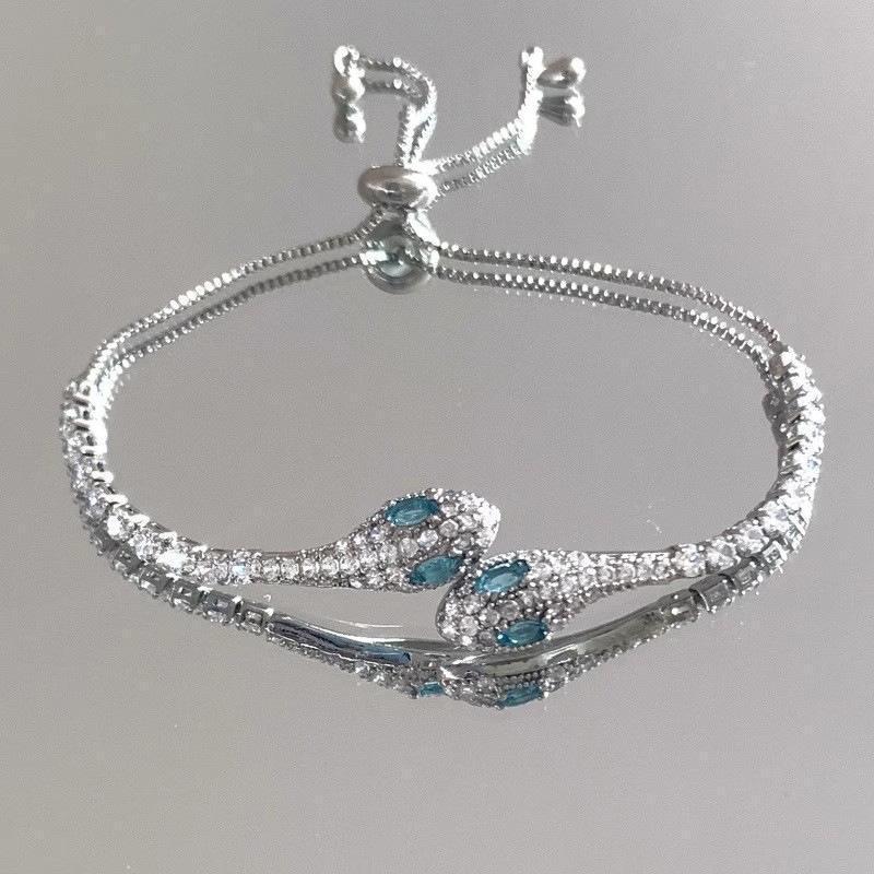 Blue Snake Crystal-Style Bracelet