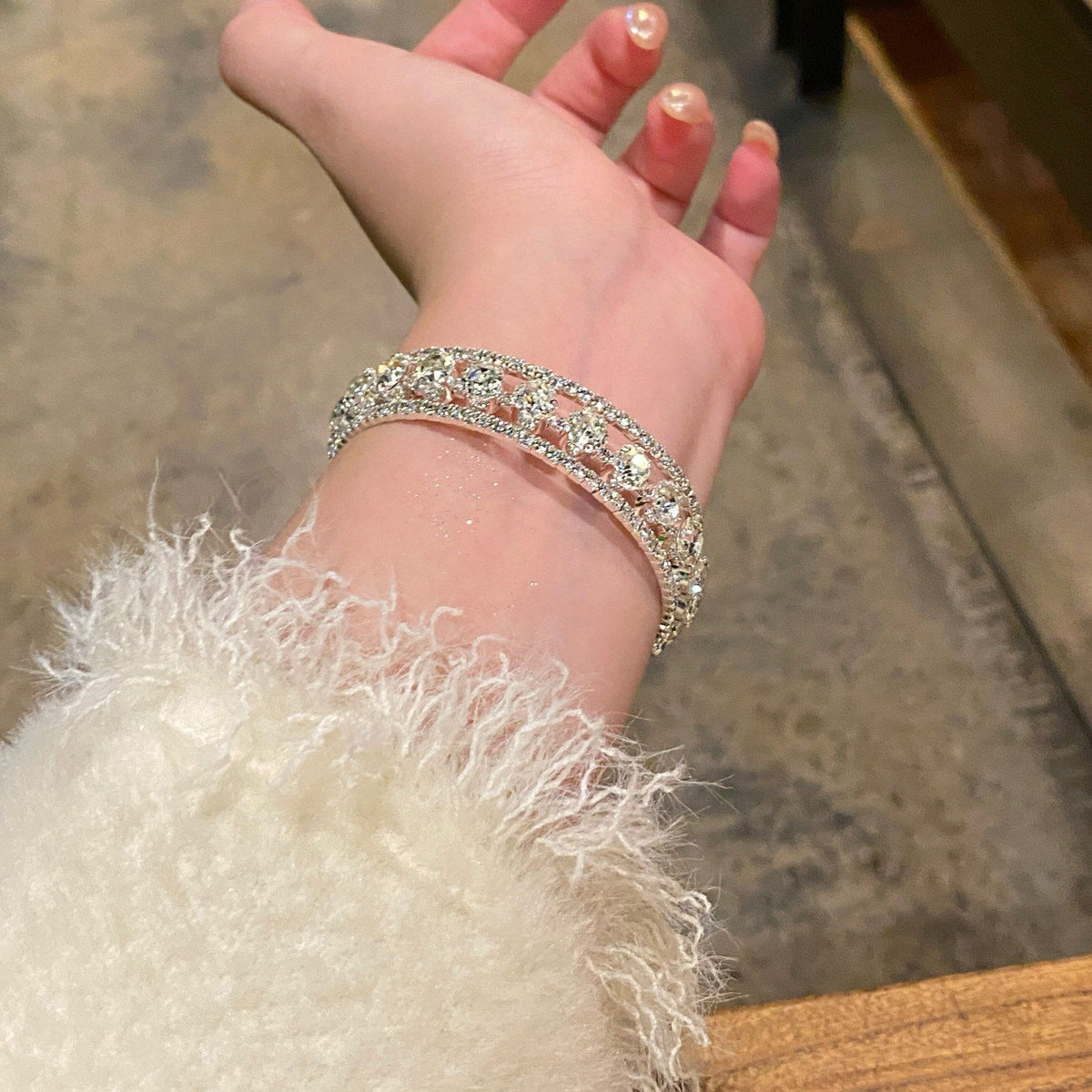 Crystal-Style Multi-Layer Adjustable Shimmer Bracelet — product view 6