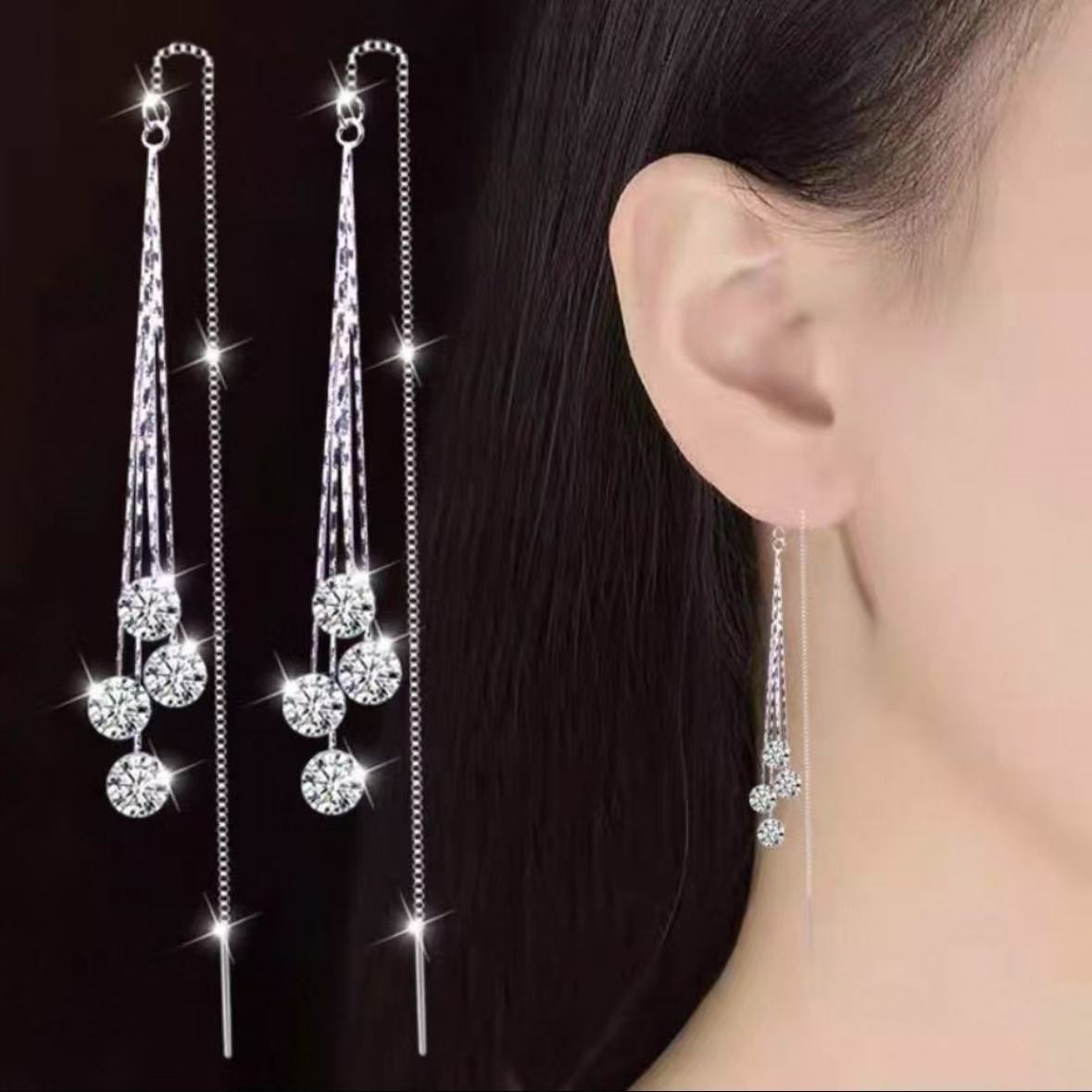 Crystal-Style Tassel Long Earrings – image 4