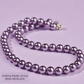 Purple pearl-style bead necklace with a decorative clasp; colour and appearance shown without a pearl-material claim